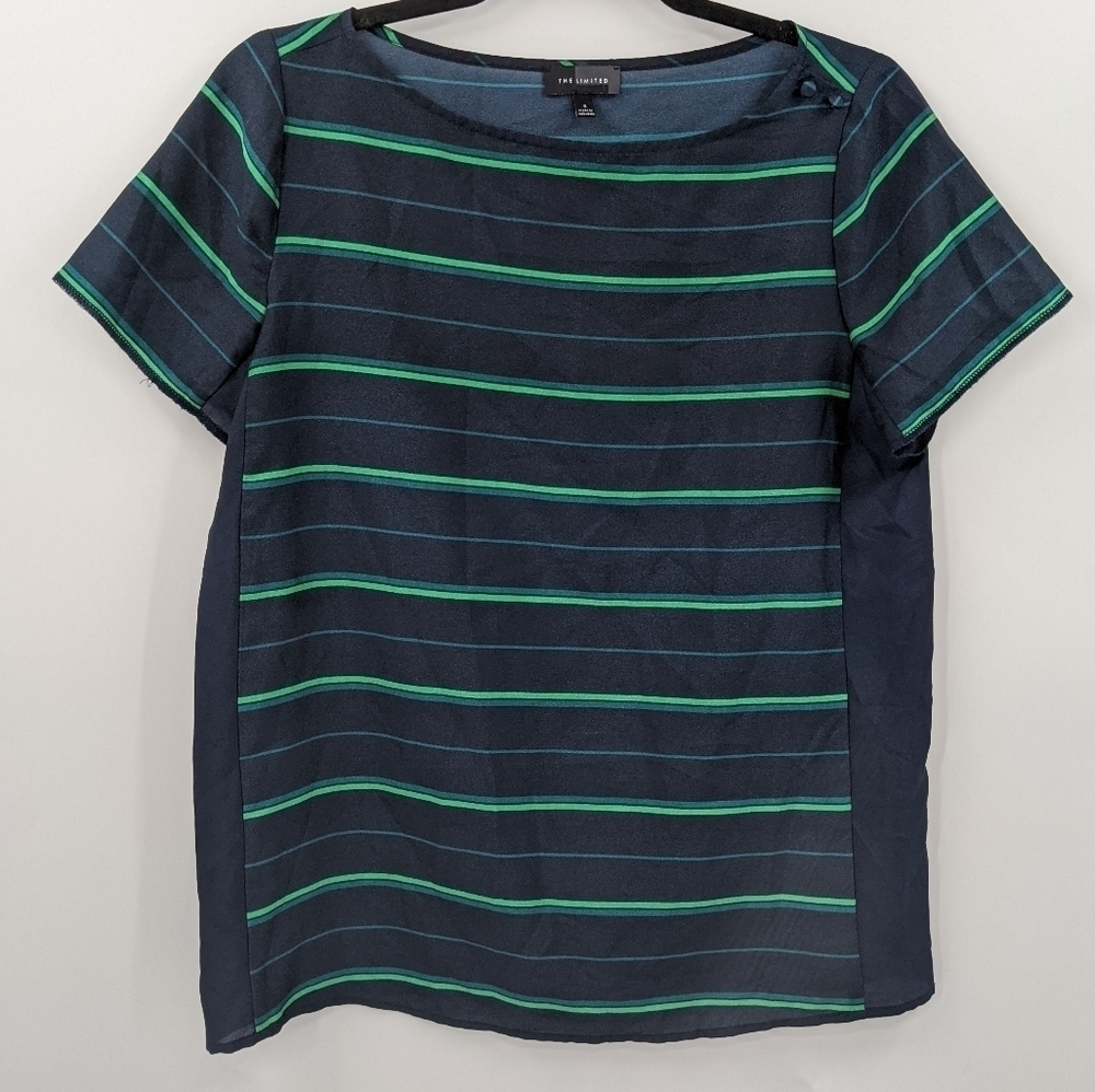 THE LIMITED Striped Short Sleeve Top